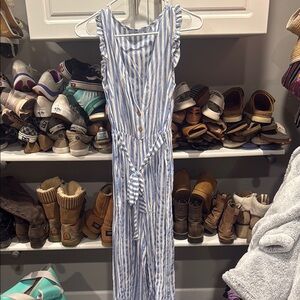 Striped Blue and White Jumpsuit